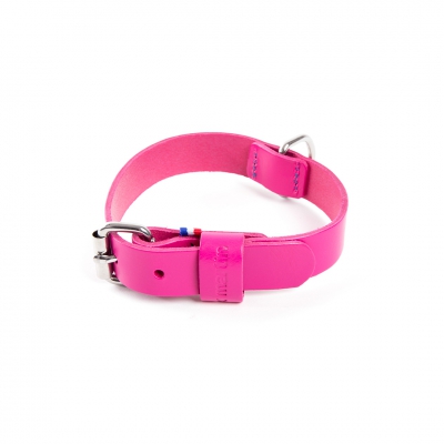 Collier cuir pleine fleur rose pour chien