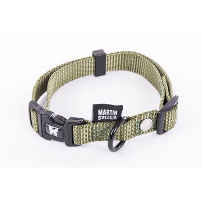 Collier réglable en nylon Vert kaki pour chien