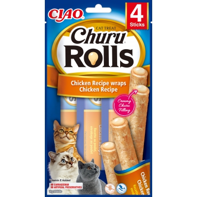 Friandise CHURU ROLLS batonnets de poulet farcis au poulet pour Chat - 10g x12