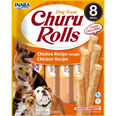 Friandise CHURU ROLLS batonnets de poulet farcis au poulet pour Chat - 12g x 8  V2