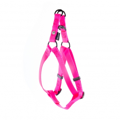 Harnais baudrier pour chien en nylon Rose Fluo ok