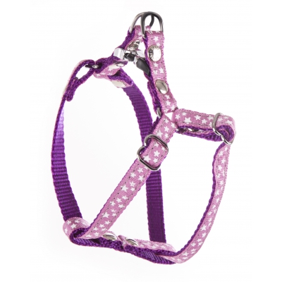 Harnais en nylon pour chien "Etoiles" Rose - S