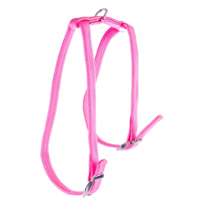 Harnais nylon tubulaire uni pour chat - Rose Fluo