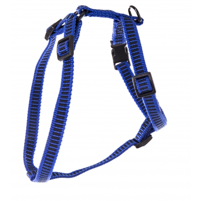 Harnais réglable nylon faux uni bleu pour chien