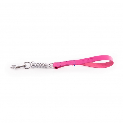 Laisse amortisseur en cuir rose - L.50 x l.2.5 cm