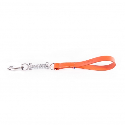 Laisse courte amortisseur en cuir orange pour chien - L x 50. l x 2,5 cm bico