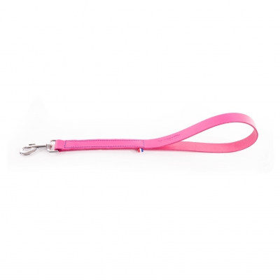 Laisse courte rose en cuir - L.50 x l.2.5 cm