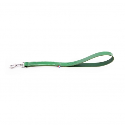 Laisse courte verte en cuir - L.50 x l.2.5 cm