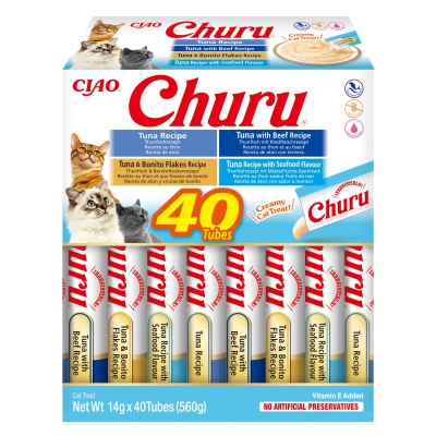 Purée CHURU variété de thon pour Chat x40