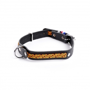Colorado" leather & nylon dog collar - Orange