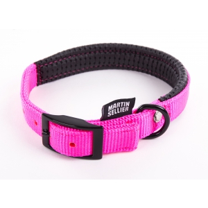 Collier droit confort pour chien en nylon Rose Fluo