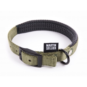 Collier droit confort pour chien en nylon Vert Kaki