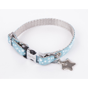 Nylon dog collar "Etoile" Collection Blue