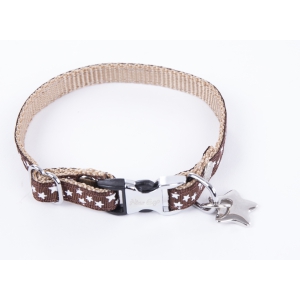 Nylon dog collar "Etoile" Collection Brown