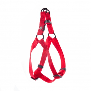 Step in harness for dog red nylon