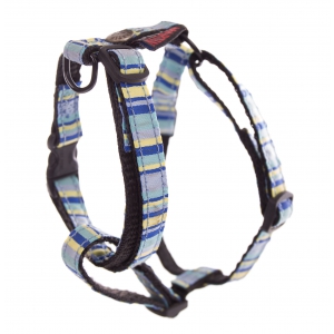 Adjustable Beach Harness in Blue Polka striped Nylon