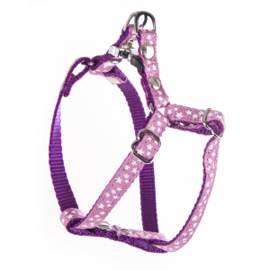 Harnais en nylon pour chien "Etoiles" Rose - S