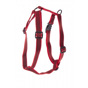 Harnais réglable nylon faux uni rouge pour chien