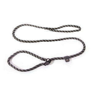 Dog rounded nylon lead - choke collar - grey - 1,3 x 180 cm 