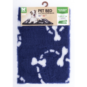 Tapis épais PetBed - pour garder les chiens et chats au sec - Motif Bleu pointillé blanc - découpé - Longueur 75cm - largeur 50cm