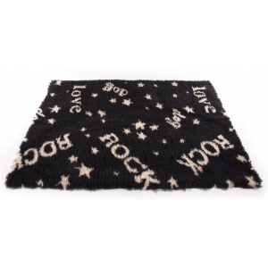 Tapis épais PetBed - pour garder les chiens et chats au sec - Motif Rock Noir/Beige - découpé - Longueur 100cm - largeur 75cm