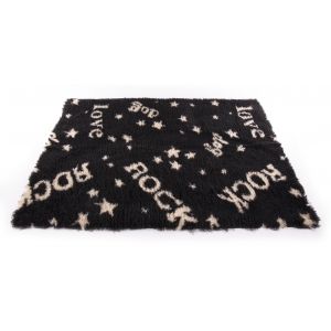 Tapis épais PetBed - pour garder les chiens et chats au sec - Motif Rock Noir/Beige - découpé - Longueur 75cm - largeur 50cm