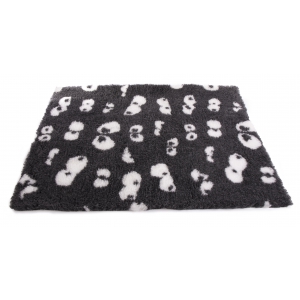 Tapis épais PetBed - pour garder les chiens et chats au sec - Motifs yeux blanc sur fond gris - découpé - Longueur 100cm - largeur 75cm