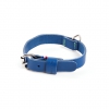 Collier cuir pleine fleur bleu pour chien