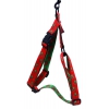 Red green dog harness - original paw - W 16mm L 35 to 50cm