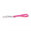 Pink leather shock absorber lead - L.50 x l.2.5 cm