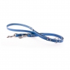 Laisse en cuir 3 positions bleu - L.200 x l.1,8 cm